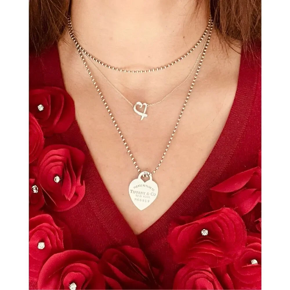Tiffany & Co. Beaded 34” Chain Return to Tiffany Heart Tag Necklace in Silver - Picture 7 of 9